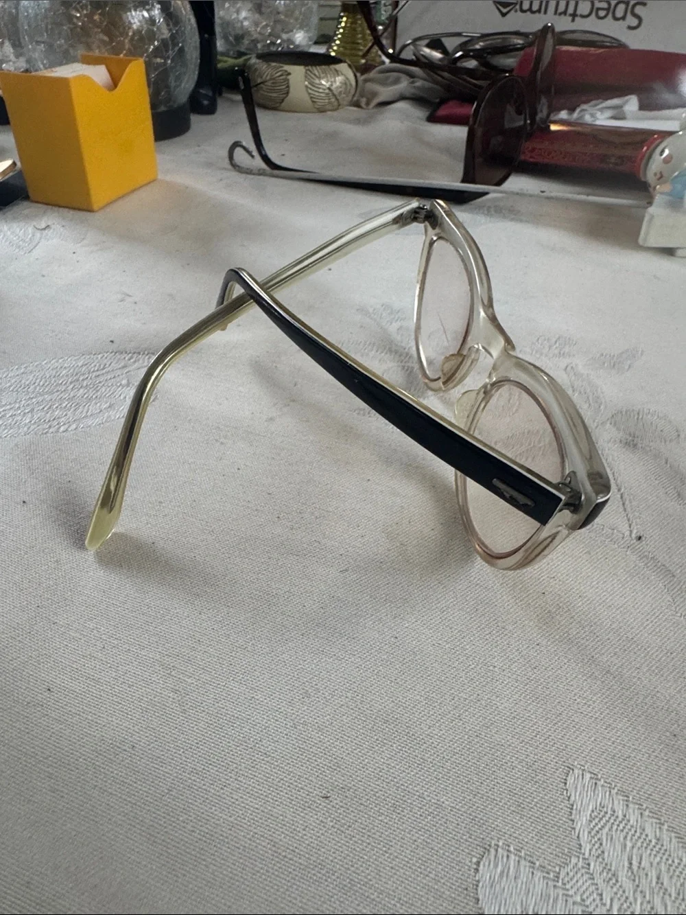 Vintage Shuron clear Cat-Eye Glasses with Black Temples